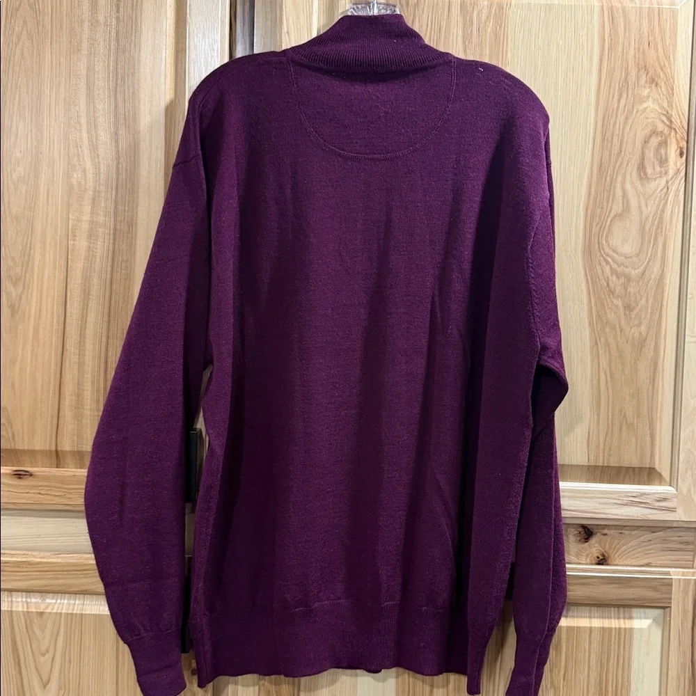 Orvis Men's Eggplant Purple Half Zip Merino Wool Sweater Academia Classy Size L